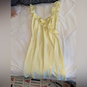 Yellow Ruffled Sleeveless Dress